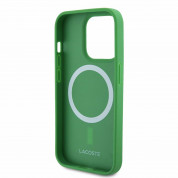 Lacoste Iconic Petit Pique Logo MagSafe Case - дизайнерски кожен кейс с MagSafe за iPhone 15 Pro (зелен) 4