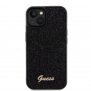 Guess PU Square Mirror Script Logo Leather Hard Case for iPhone 15 (black) 1