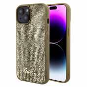 Guess PU Square Mirror Script Logo Leather Hard Case for iPhone 15 (gold)