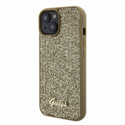 Guess PU Square Mirror Script Logo Leather Hard Case for iPhone 15 (gold) 1