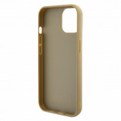 Guess PU Square Mirror Script Logo Leather Hard Case - дизайнерски кожен кейс за iPhone 15 (златист) 4