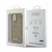 Guess PU Square Mirror Script Logo Leather Hard Case - дизайнерски кожен кейс за iPhone 15 (златист) 5