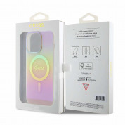 Guess IML Iridescent Script MagSafe Case - дизайнерски силиконов кейс с MagSafe за iPhone 15 Pro (розов) 6