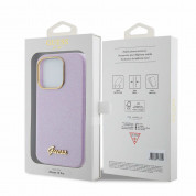 Guess PU Glitter Full Wrapped Leather Hard Case - дизайнерски кожен кейс за iPhone 15 Pro (лилав) 6