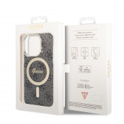 Guess IML 4G MagSafe Case - дизайнерски силиконов кейс с MagSafe за iPhone 15 Pro (черен) 5