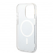 Guess IML 4G MagSafe Case - дизайнерски силиконов кейс с MagSafe за iPhone 15 Pro (черен) 4