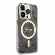 Guess IML 4G MagSafe Case - дизайнерски силиконов кейс с MagSafe за iPhone 15 Pro (черен) 2