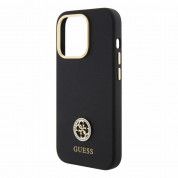 Guess Liquid Silicone 4G Strass Metal Logo Case for iPhone 15 Pro (black) 4