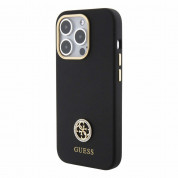 Guess Liquid Silicone 4G Strass Metal Logo Case for iPhone 15 Pro (black) 1