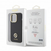 Guess Liquid Silicone 4G Strass Metal Logo Case - силиконов (TPU) калъф за iPhone 15 Pro (черен)  6