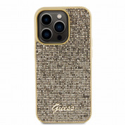 Guess PU Square Mirror Script Logo Leather Hard Case - дизайнерски кожен кейс за iPhone 15 Pro (златист) 2