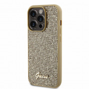 Guess PU Square Mirror Script Logo Leather Hard Case for iPhone 15 Pro (gold) 1