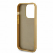Guess PU Square Mirror Script Logo Leather Hard Case - дизайнерски кожен кейс за iPhone 15 Pro (златист) 4