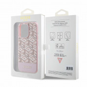 Guess PU G Cube MagSafe Leather Hard Case - дизайнерски кожен кейс с MagSafe за iPhone 15 Pro (розов) 6