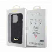 Guess PU Square Mirror Script Logo Leather Hard Case - дизайнерски кожен кейс за iPhone 15 Pro Max (черен) 5