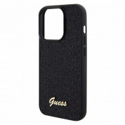 Guess PU Square Mirror Script Logo Leather Hard Case - дизайнерски кожен кейс за iPhone 15 Pro Max (черен) 3