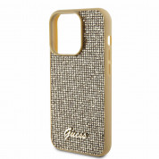 Guess PU Square Mirror Script Logo Leather Hard Case - дизайнерски кожен кейс за iPhone 15 Pro Max (златист) 3