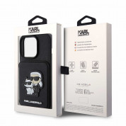 Karl Lagerfeld PU Saffiano Card Slot Stand Karl and Choupette Case - дизайнерски кожен кейс с отделение за карти за iPhone 15 Pro (черен) 7
