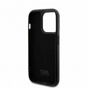 Karl Lagerfeld PU Rhinestone Plate Metal Logo Leather Hard Case - дизайнерски кожен кейс за iPhone 15 Pro Max (черен) 5