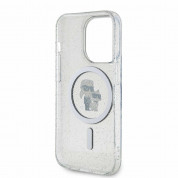Karl Lagerfeld IML Glitter Karl and Choupette MagSafe Case - дизайнерски силиконов кейс с MagSafe за iPhone 15 Pro Max (прозрачен) 4