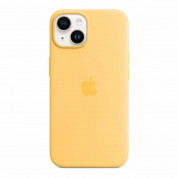 Apple iPhone Silicone Case with MagSafe - оригинален силиконов кейс за iPhone 14 с MagSafe (жълт)