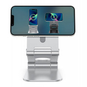 Omoton MS02 Foldable Stand - алуминиева сгъваема поставка за бюро и плоскости за iPhone, съвместима с MagSafe захранване (сребрист)