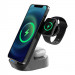 Budi 3-in-1 Wireless Charger 15W - тройна поставка (пад) за безжично зареждане за iPhone, Apple Watch, AirPods и Qi съвместими мобилни устройства (черен) 1