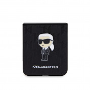 Karl Lagerfeld PU Saffiano Monogram Ikonik NFT Case - дизайнерски кожен кейс за Samsung Galaxy Z Flip5 (черен) 3