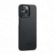 Pitaka MagEZ 4 600D Aramid Fiber MagSafe Case - кевларен кейс с MagSafe за iPhone 15 Pro (черен-сив)  1