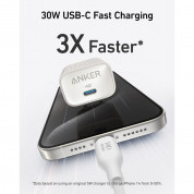 Anker PowerPort Nano 4 Wall Charger 30W USB-C  - захранване за ел. мрежа с USB-C порт и технология за бързо зареждане (бял) 1