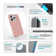 Speck Presidio 2 Pro Case - удароустойчив хибриден кейс за iPhone 15 Pro (розов) 9