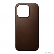Nomad Modern Leather MagSafe Case - кожен (естествена кожа) кейс с MagSafe за iPhone 15 Pro (тъмнокафяв) 2