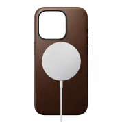 Nomad Modern Leather MagSafe Case - кожен (естествена кожа) кейс с MagSafe за iPhone 15 Pro (тъмнокафяв) 1
