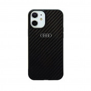 Audi Carbon Fiber Hard Case - дизайнерски карбонов кейс за iPhone 11, iPhone XR (черен)