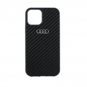 Audi Carbon Fiber Hard Case - дизайнерски карбонов кейс за iPhone 11, iPhone XR (черен) 1
