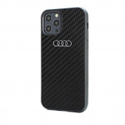 Audi Carbon Fiber Hard Case - дизайнерски карбонов кейс за iPhone 12, iPhone 12 Pro (черен) 2