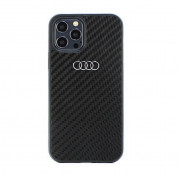 Audi Carbon Fiber Hard Case - дизайнерски карбонов кейс за iPhone 12, iPhone 12 Pro (черен)