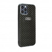 Audi Carbon Fiber Hard Case - дизайнерски карбонов кейс за iPhone 12, iPhone 12 Pro (черен) 1