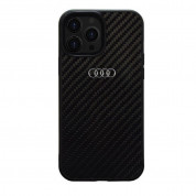 Audi Carbon Fiber Hard Case - дизайнерски карбонов кейс за iPhone 13 Pro Max (черен)
