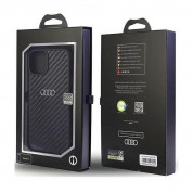 Audi Carbon Fiber Hard Case - дизайнерски карбонов кейс за iPhone 14 (черен) 2