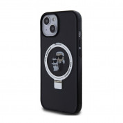 Karl Lagerfeld Ringstand Karl and Choupette MagSafe Case - хибриден удароустойчив кейс с MagSafe за iPhone 15 (черен-прозрачен) 1