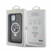 Karl Lagerfeld Ringstand Karl and Choupette MagSafe Case - хибриден удароустойчив кейс с MagSafe за iPhone 15 (черен-прозрачен) 6