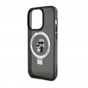 Karl Lagerfeld Ringstand Karl and Choupette MagSafe Case - хибриден удароустойчив кейс с MagSafe за iPhone 15 Pro (черен-прозрачен) 4