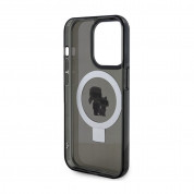 Karl Lagerfeld Ringstand Karl and Choupette MagSafe Case - хибриден удароустойчив кейс с MagSafe за iPhone 15 Pro (черен-прозрачен) 5