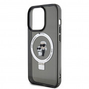 Karl Lagerfeld Ringstand Karl and Choupette MagSafe Case - хибриден удароустойчив кейс с MagSafe за iPhone 15 Pro Max (черен-прозрачен) 4