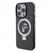 Karl Lagerfeld Ringstand Karl and Choupette MagSafe Case - хибриден удароустойчив кейс с MagSafe за iPhone 15 Pro Max (черен-прозрачен) 1