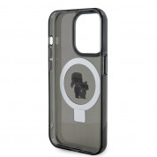 Karl Lagerfeld Ringstand Karl and Choupette MagSafe Case - хибриден удароустойчив кейс с MagSafe за iPhone 15 Pro Max (черен-прозрачен) 5