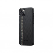 Pitaka MagEZ 4 600D Fusion Weaving Aramid Fiber MagSafe Case - кевларен кейс с MagSafe за iPhone 15 (черен-сив)  1