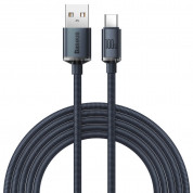 Baseus Crystal Shine USB-A to USB-C Cable PD 2.0 100W (CAJY000401) - здрав кабел с въжена оплетка и бързо зареждане за устройства с USB-C порт (120 см) (черен)