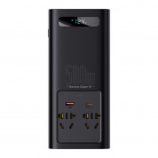 Baseus Inverter 500W (12V/220V CN/EU) - инвертор за автомобил с 2xAC, USB-A и USB-C изходи (черен)  2